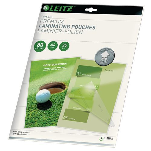 Pochette de plastification UDT, A4, 80 microns, pack de 25 Leitz