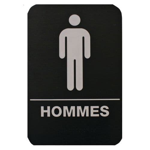 Plaque de signalisation - Toilettes hommes - PVC rigide - Noir