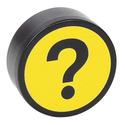 Aimant rond avec symbole point d'interrogation