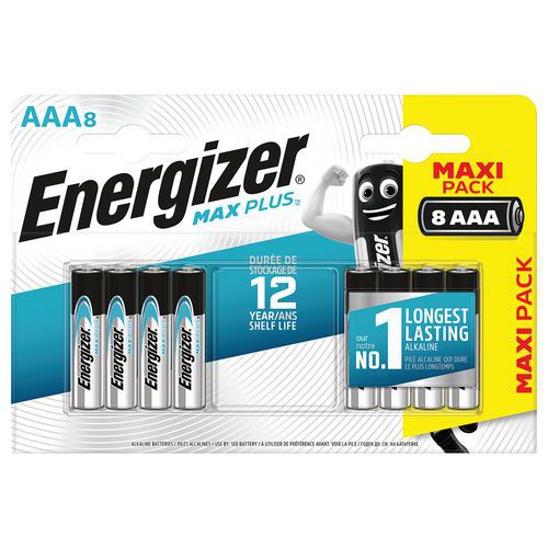 Pile alcaline Max Plus AAA/LR3 FSB9 - Lot de 8 - Energizer