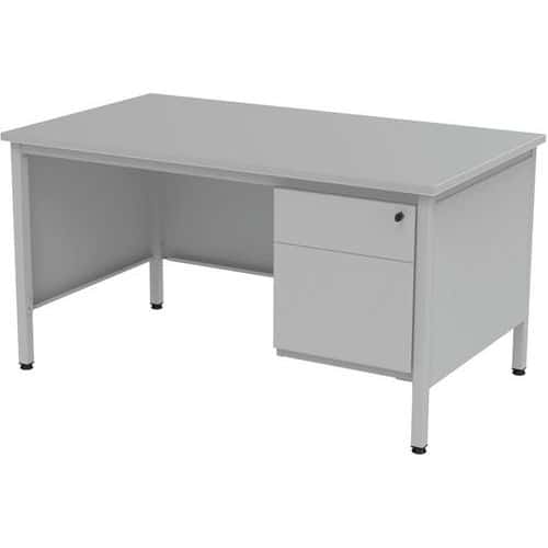 Bureau droit Confort 2 - Avec 1 caisson - Gris clair