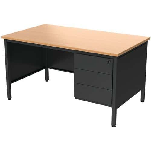 Bureau demi ministre Confort 2 avec caisson 3 tiroirs - 140 cm