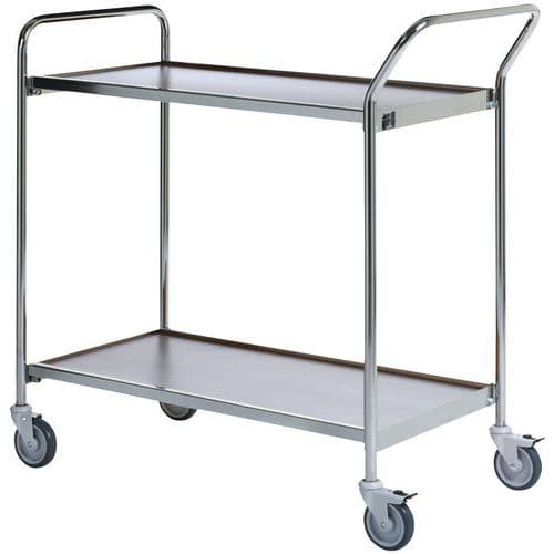 Table roulante chrome - 2 plateaux - Capacité 150 kg