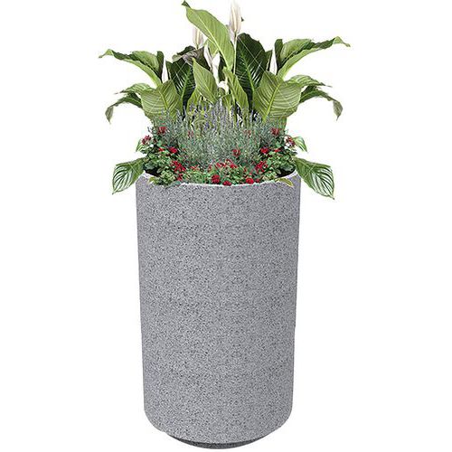 Hoher, zylinderförmiger Blumenkasten Kube aus Beton - Benito