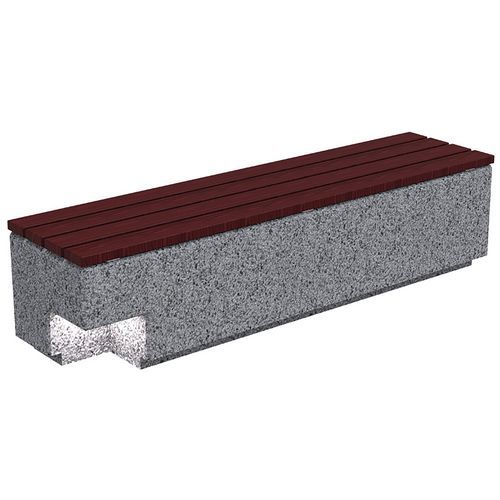 Banc Kube béton granite avec assise bois et lampe LED - Benito