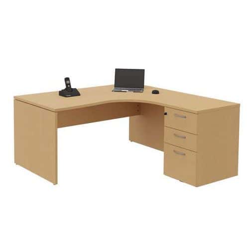 Bureau compact caisson - Piétement panneau - Hêtre - Manutan Expert