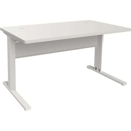 ADEMA+ Bureau 80x80 cm plateau méla Blanc/piétement argent