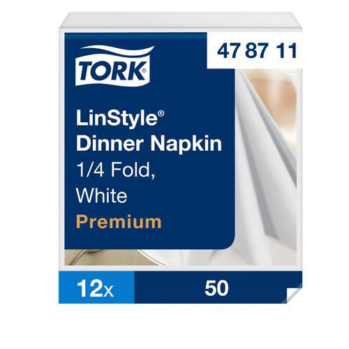 Serviettes Dinner Blanches 12x50 serviettes -Tork Premium LinStyle®