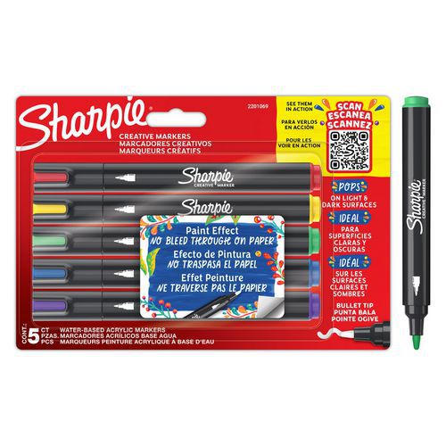 Opaker Kreativmarker Sharpie Bullet, Rundspitze, verschiedene Farben - Sharpie