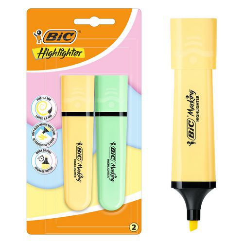 Flacher Textmarker BIC Marking Pastel mit abgeschrägter Spitze - BIC