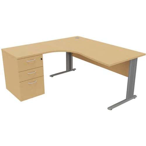 Bureau compact avec caisson - Hêtre - Manutan Expert