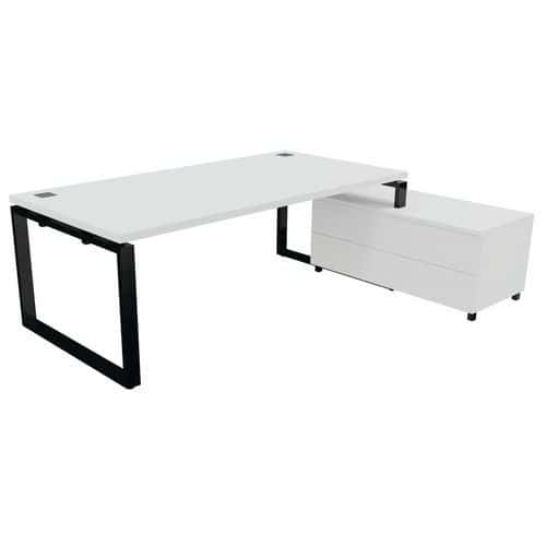 Bureau droit avec meuble de service - Pied noir - Buronomic