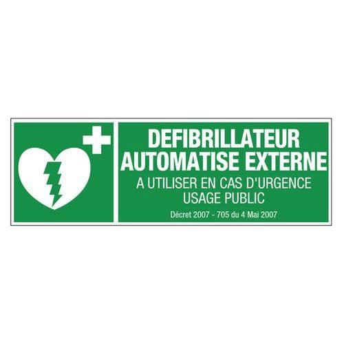 Panneau premiers secours vertical défibrillateur